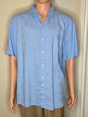 Tommy Bahama Linen Blend Button Down Short Sleeve Shirt Men's XL Island Resort